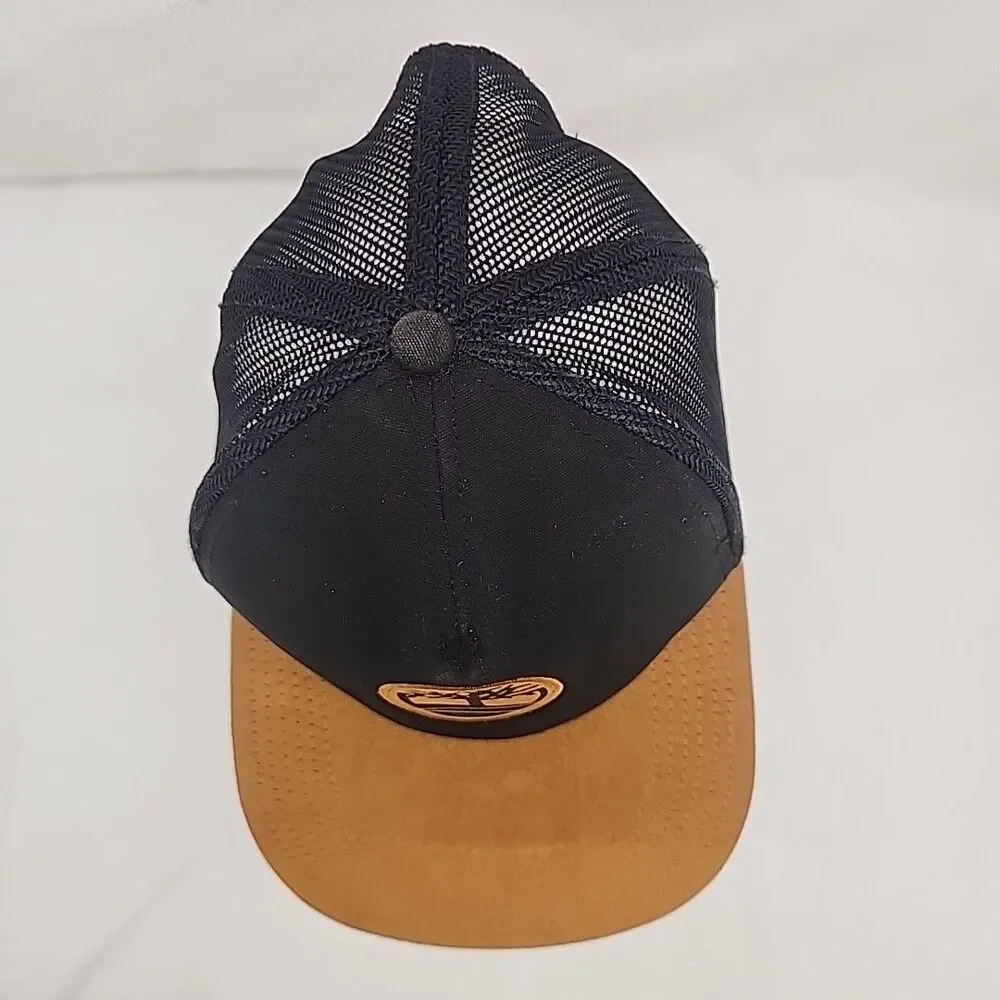 Cap Timberland Black Snap Back Brown Faux Suede Flatbrim Trucker Hat Patch New